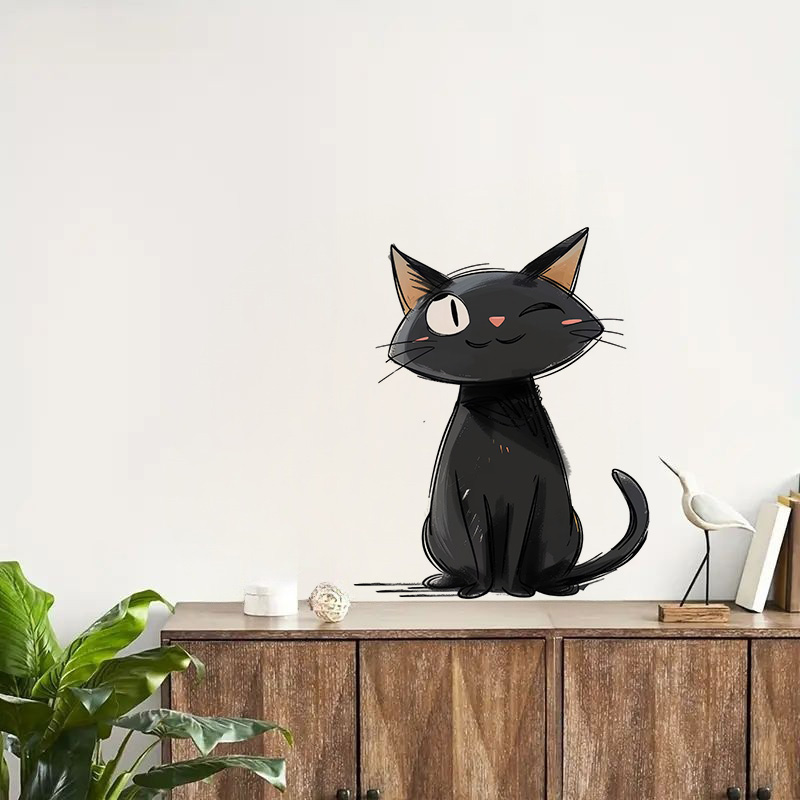 Cartoon Black Cats Wall Sticke - Vinyl Floor Plank incelemesi ve fiyatı