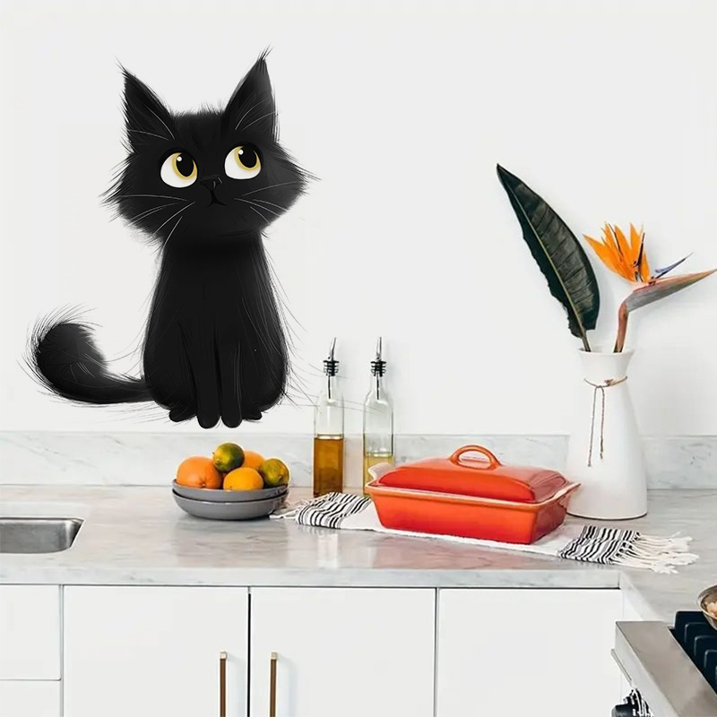 Cartoon Black Cats Wall Sticke - Vinyl Floor Plank incelemesi ve fiyatı