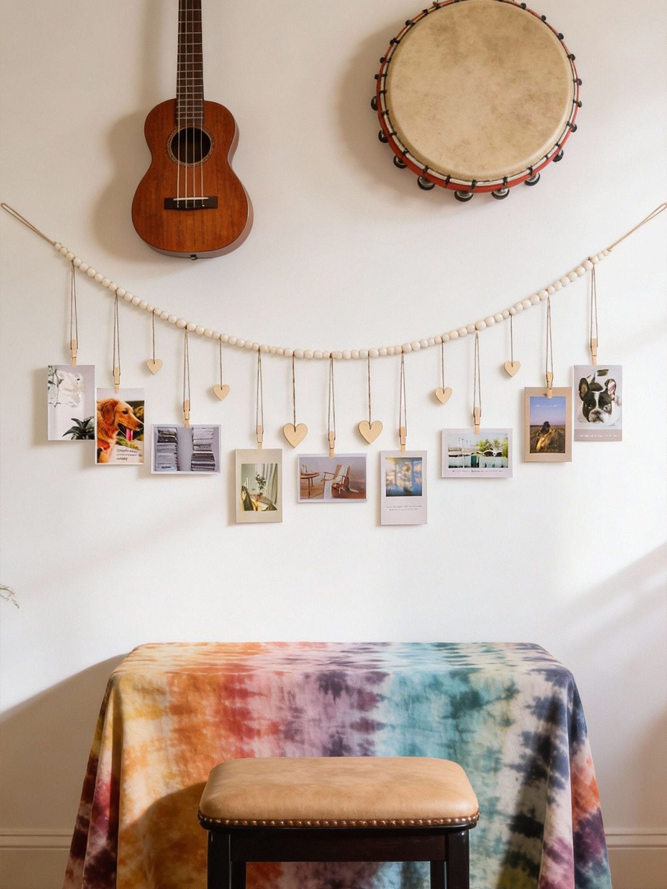 Wooden Bead Photo Garland with - Picture Hanging Strip incelemesi ve fiyatı